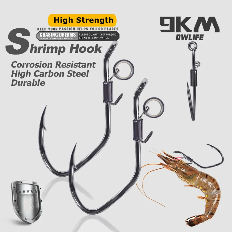 10 hameçons 9KM pour crevettes vivantes pêche silure eau douce mer résistance corrosion