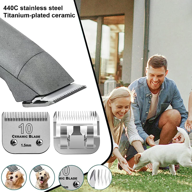 #10 Ceramic Detachable Pet Dog Clipper Blade Compatible With Andis, Oster A5, Wahl KM Series Animal & Horse Clippers, 1.5mm