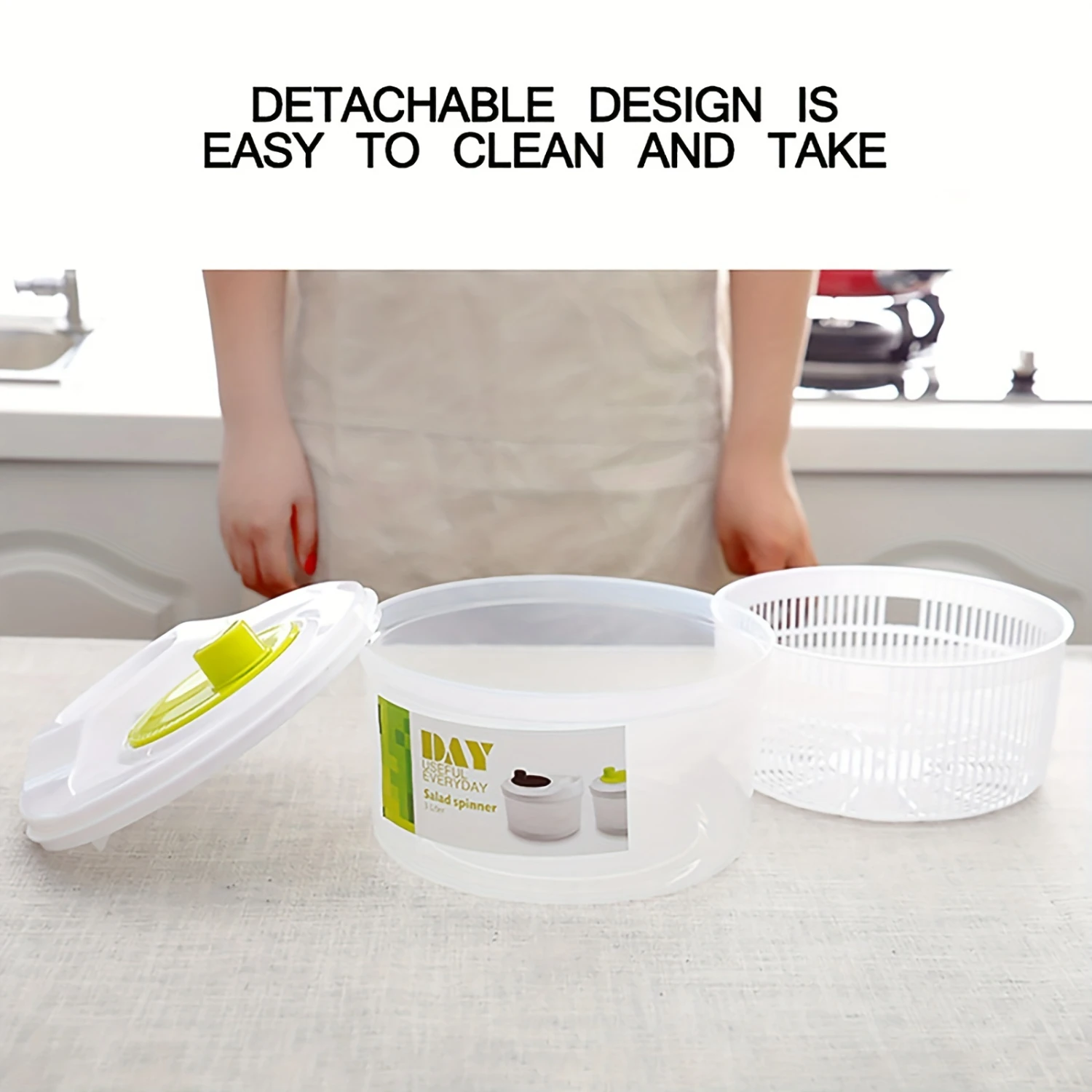 Easy-Spin Salad Spinner-Manual Vegetable Dryer & Cleaner, Perfect For Kitchen Use