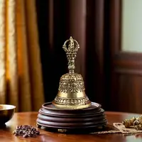 Tibetan Brass Ritual Bell, Buddhist Vajra Hand Bell for Meditation Altar, Antique Exorcism Wind Chime Pocket Pendulum Decoratio - Image 4