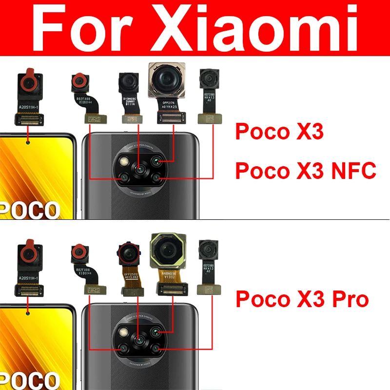 

For Xiaomi Pocophone POCO X3 NFC X3 Pro Front Rear Camera Main Back Front Selfie Samll Facing Camera Flex Cable Parts