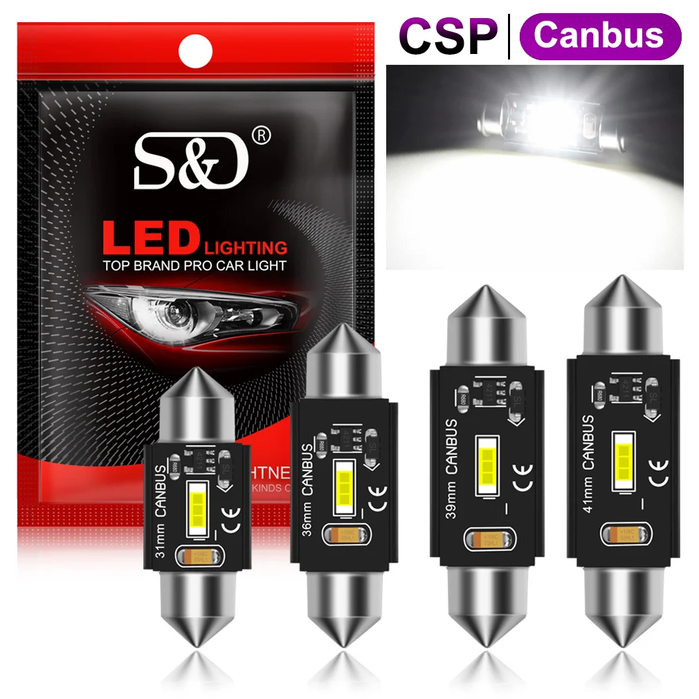 

CSP C5W LED C10W 31mm 36mm 39mm 41mm Festoon Car Reading Light Interior Dome Vehicle Trunk Door Lamp Auto Bulb 6000K White 12V