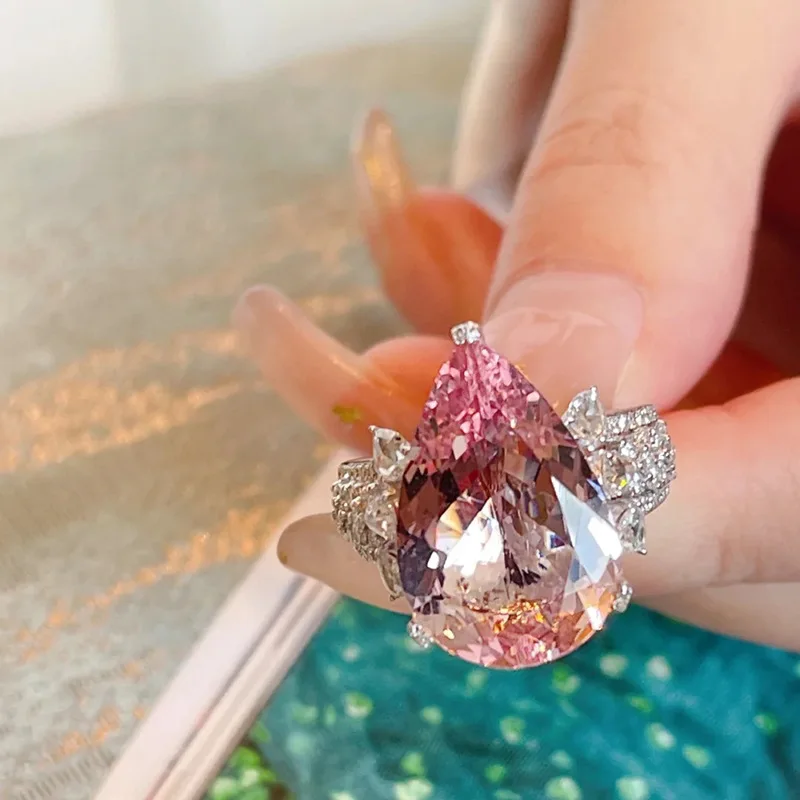 Pink Pear Shaped Big Pink Diamond Engagement Rings Pear Shaped