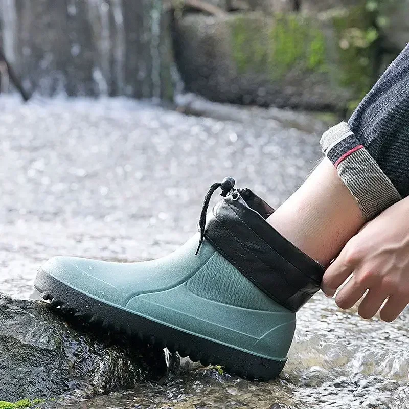 Bottes de pluie homme mode imperméables antidérapantes plastique qualité supérieure talon bas caoutchouc