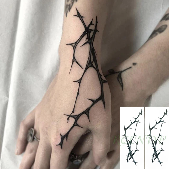 Grey And Black Tree Tattoo On Left Wrist