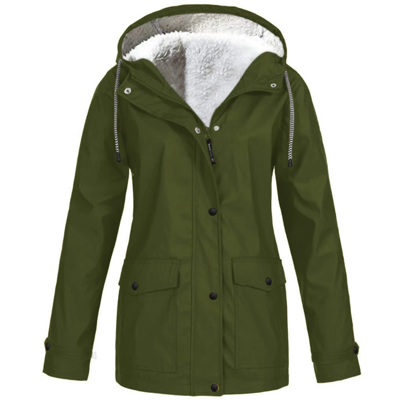 Autumn winter Ladies Casual Loose Warm Cotton Jacket And Velvet Jacket Outdoor Hiking Hooded Jacket