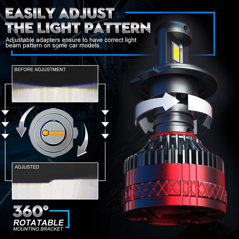 자동차 LED 헤드라이트 전구, H7, H8, H9, H11, HB3, 9005, HB4, 9006, 9012 캔버스 CSP, HIR2, 터보 자동 헤드램프, 안개등 전구, 플러그 앤 플레이