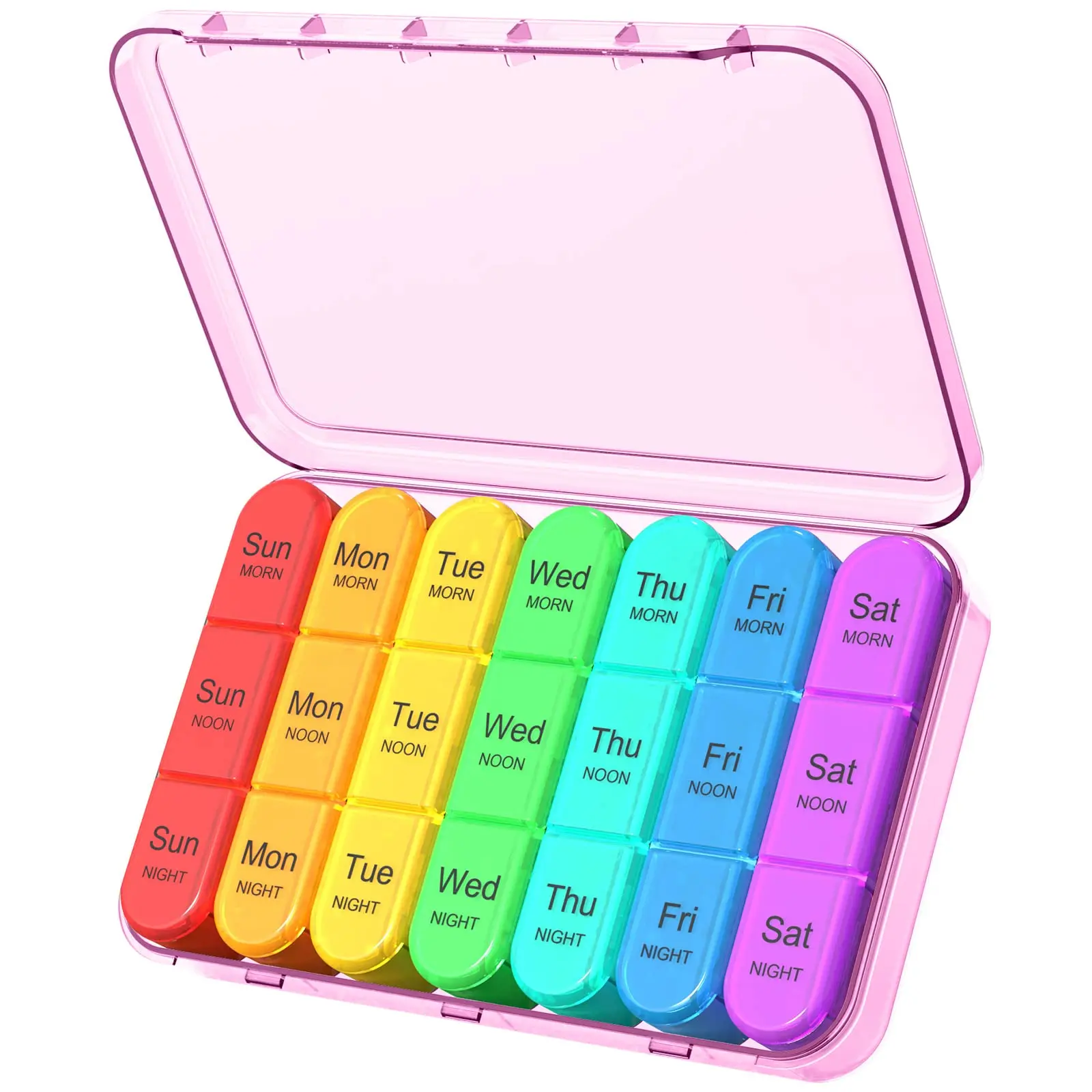 Weekly Pill Organizer with 3 Daily Compartments - Travel-Friendly Vitamin and Medication Case