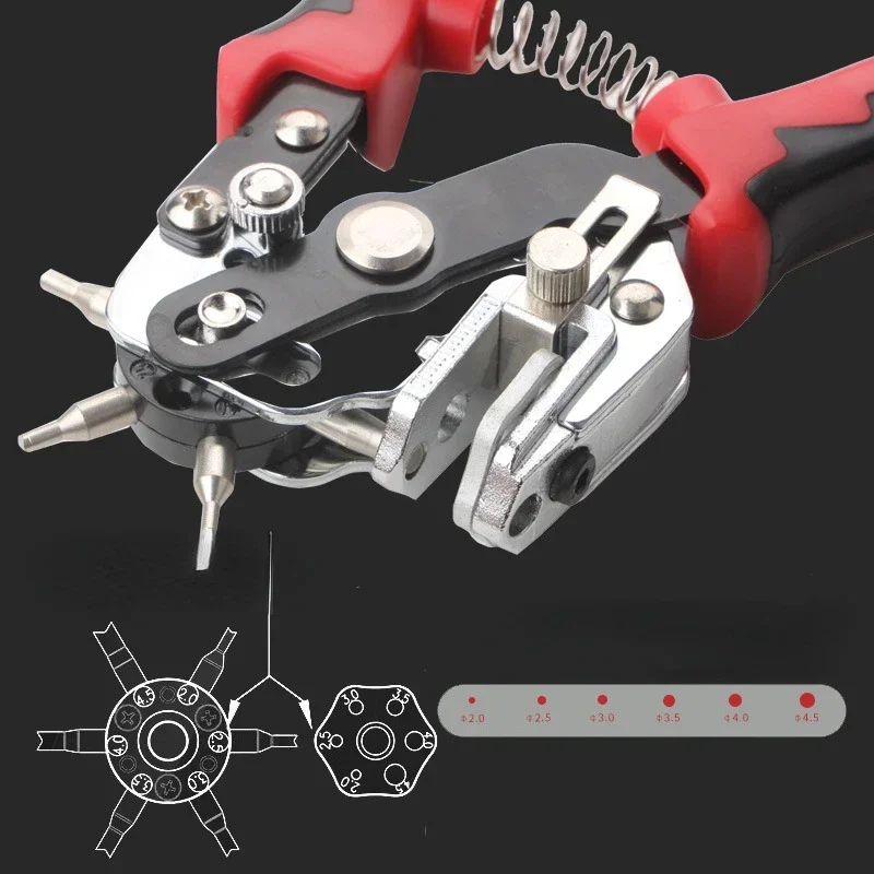Multi-function Adjustable Punching Pliers leather hole puncher leather hole punch leather punch tool eyelet installation punch tool rivet punch tool for Leathercraft Aluminiumblech Cloth Paper Eyelet Puncher Hole Positioning Hand Tools