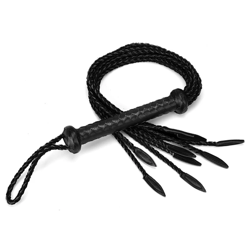 78CM Real Cow Leather Whip,9 Plait Handmade Genuine Leather Bull Whip Cowhide Horse Riding Whip 4