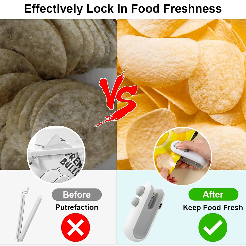 Mini Plastic Bag Sealer Rechargeable 2 in 1 Bag Heat Sealer With Cutter Portable Thermal Sealer Plastic Bags Sealant Machine 5