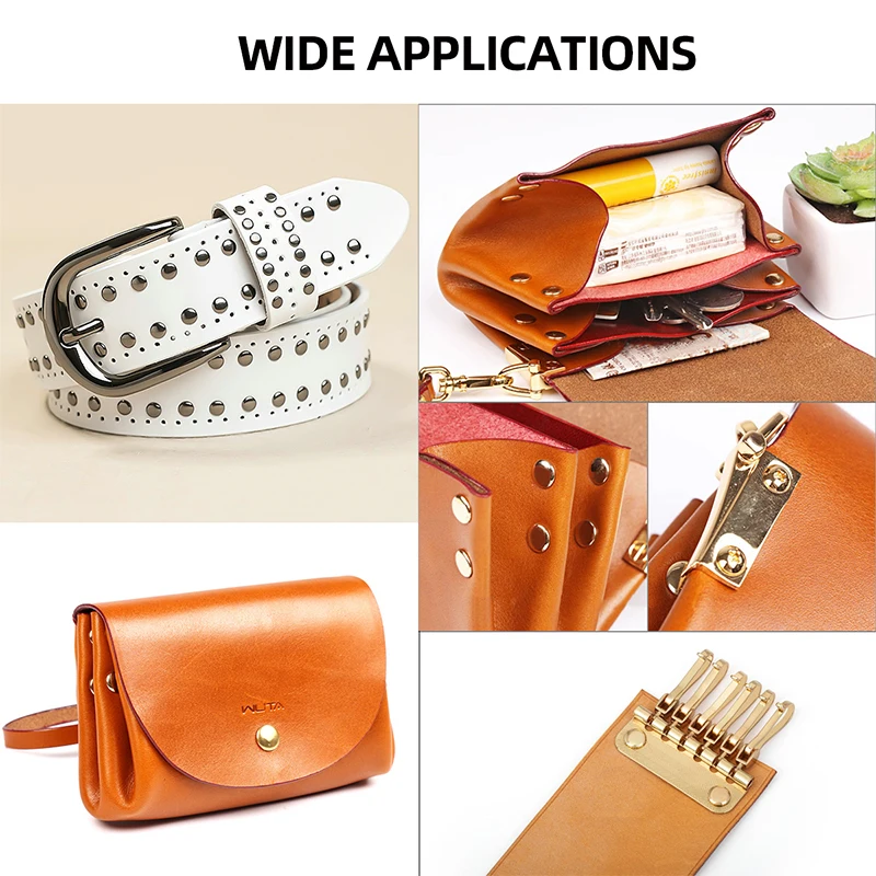 Brass Leather Rivet Double Cap Rivet Round Stud Spike Collision Nail Decorative Metal Rivets Belt Strap Rivets Copper Rivets Metal Studs Leather Rivets Pearl Rivets For Clothes Bag Shoe Belt 100set