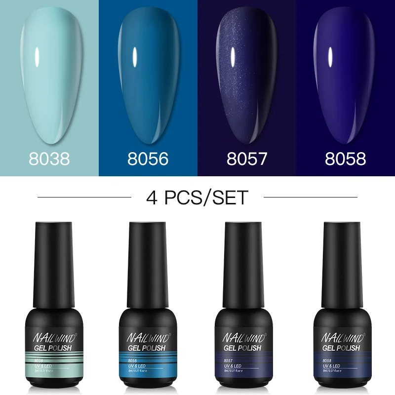 Nailwind Smalto Per Unghie Set 8Ml Vernici Gel Semi Permanente Uv Led Esmaltes Top Base Coat Kit Smalto Gel Per Unghie Strumento Per Unghie Manicure