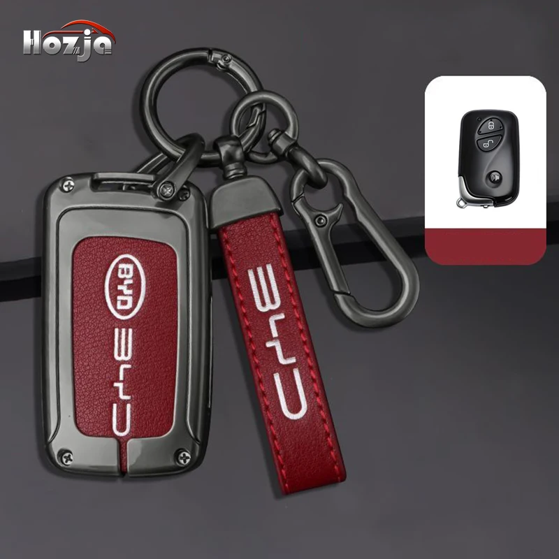 

Zinc Alloy Leather Car Remote Key Protected Case Cover for BYD S6 F3 L3 M6 F0 G3 S7 E6 G3R Key Holder Fob Auto Accessories