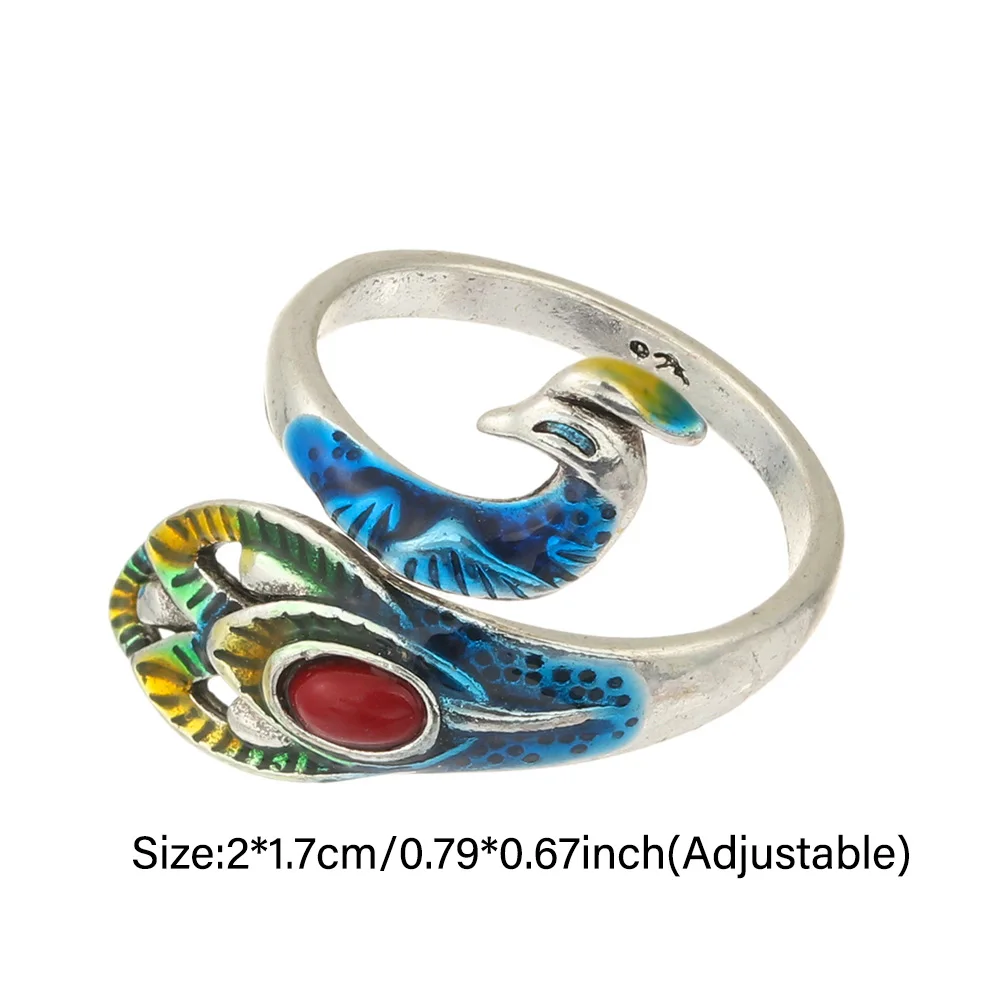 Retro Peacock Swan Open Ring Crochet Loop Adjustable Thimble Sewing Hook Yarn Guides Finger Wear Knitted Tools DIY Accessory 