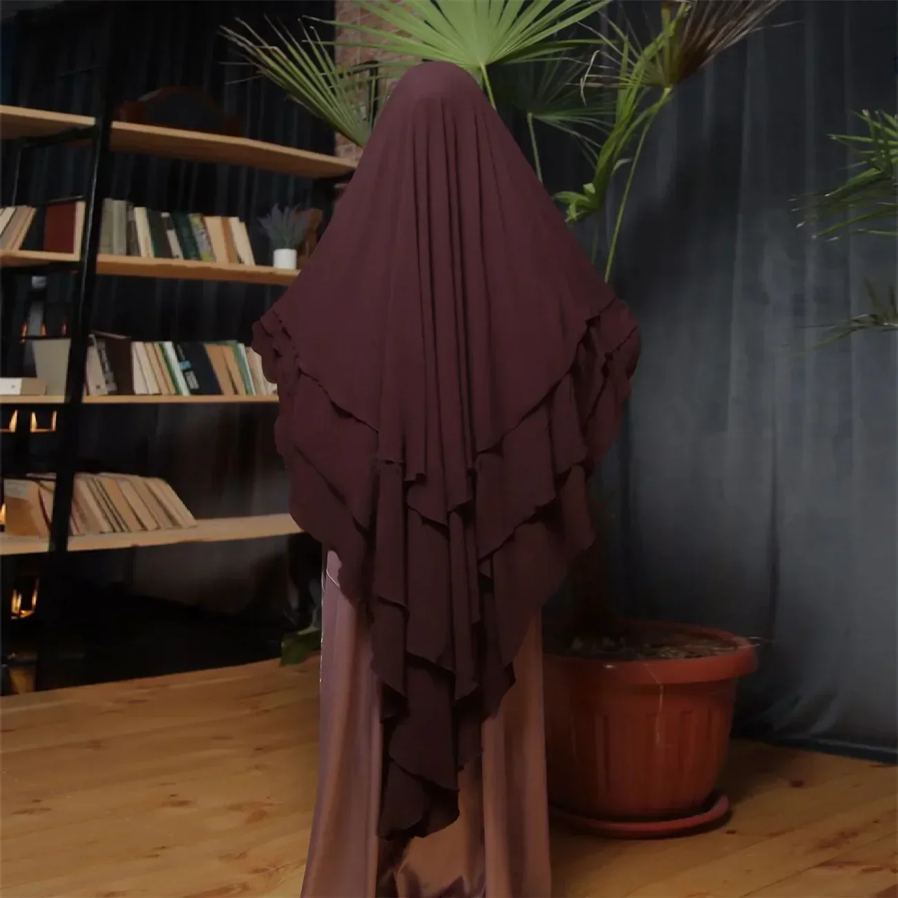 12 Colors 3 Layer Khimar for Women Chiffon Headscarf Islamic Clothing Extra Long Overhead Scarf Muslim Niqab Ramadan Eid