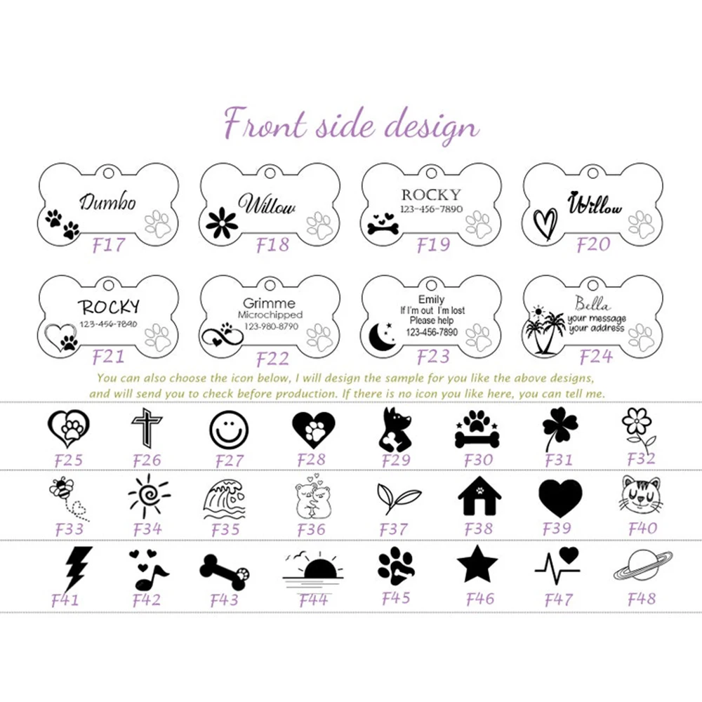 Personalized Customized Cute Pet Name Tag Stainless Steel Pet Cat And Dog Name Card Pet Collar Pendant Name Tag