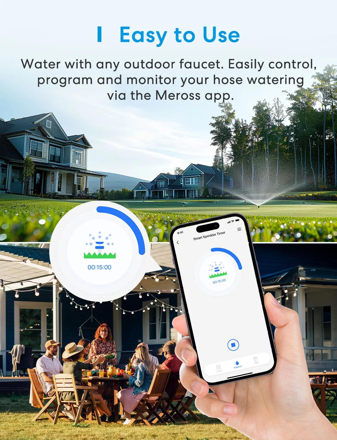Meross Smart Sprinkler Timer Wifi Hose Faucet Timer with Brass with Tracking & Alerts Function smart watering valve