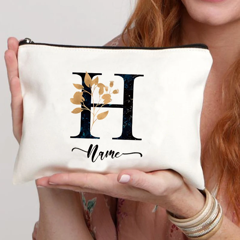 Custom Name Minimalist Makeup Bag - Personalized Gift