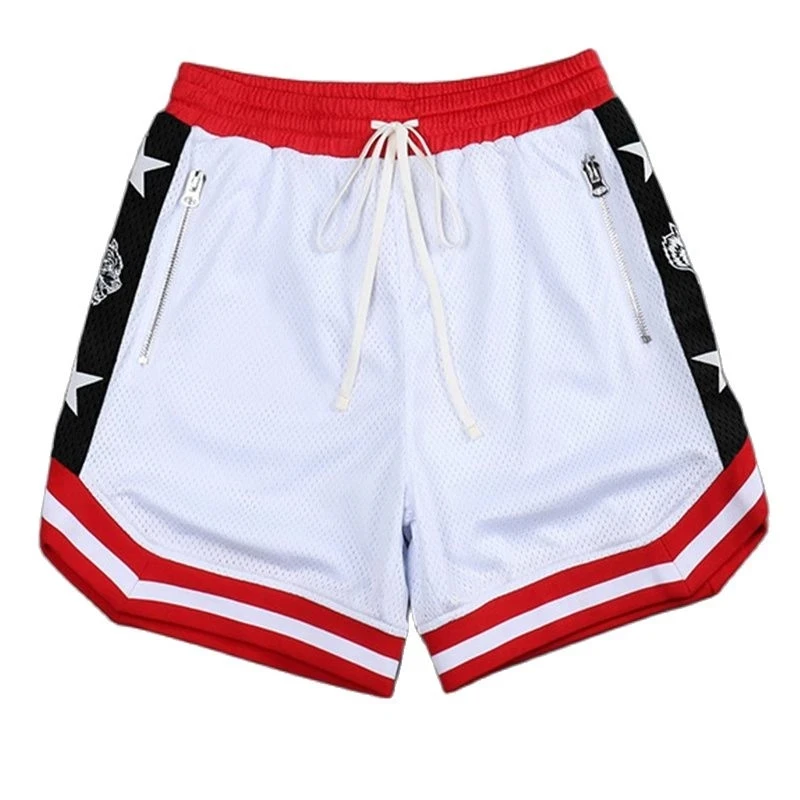 

New men's summer loose large size fitness running training quick-drying jogging shorts casual sports stitching mesh shorts