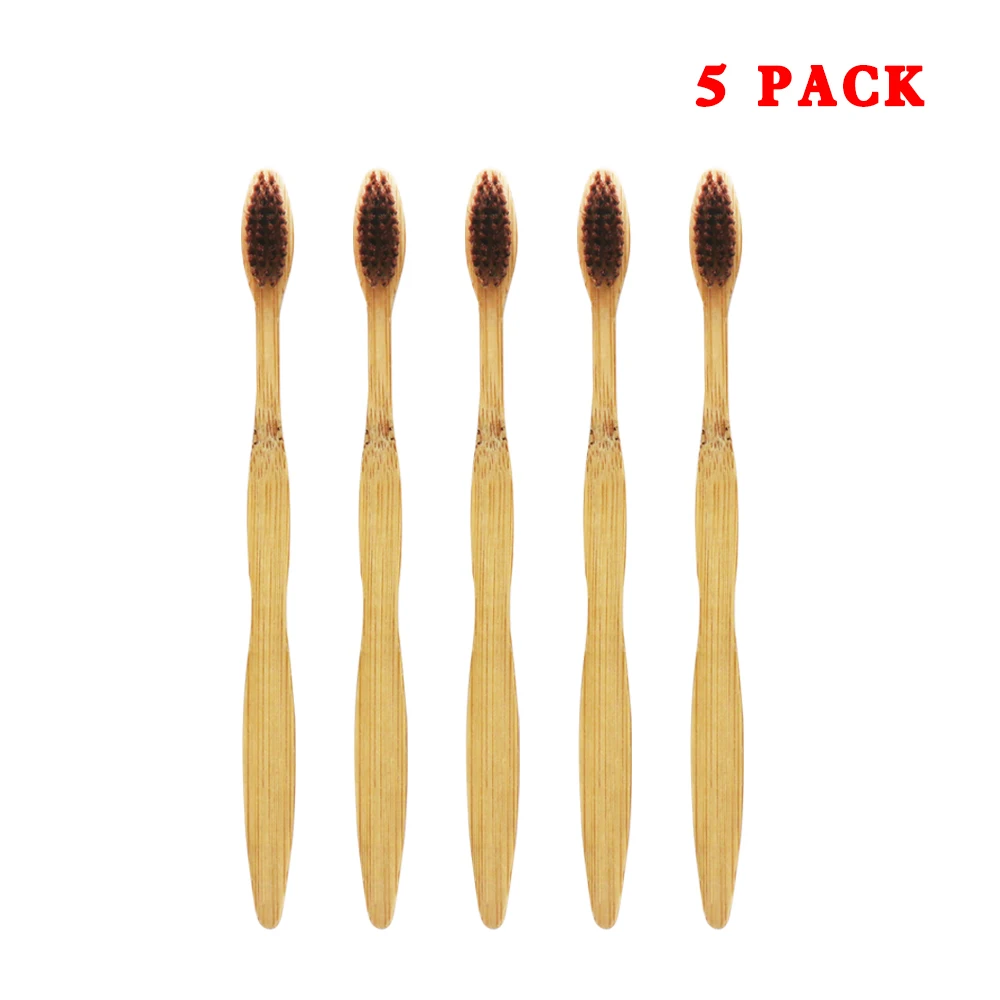 

5 Paks Bamboo Toothbrushes Soft Bristles Eco-friendly