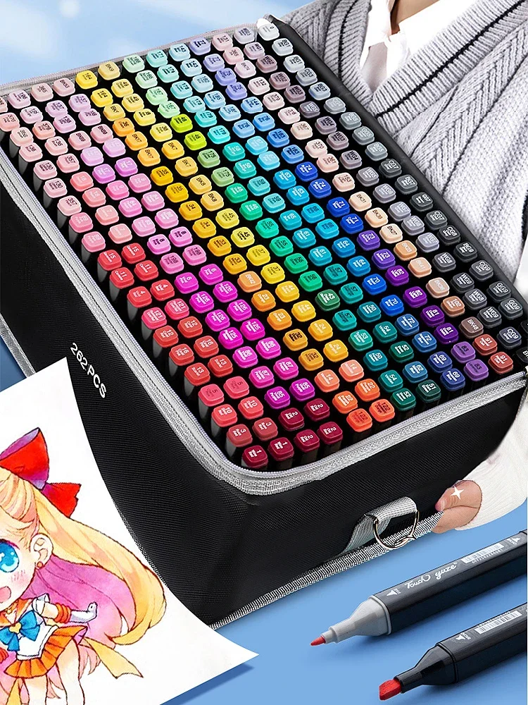 168 Colors Markers Pens Set Double Head Brush Drawing Highlighter Aesthetic Professional Manga School Art Supplies Stationery
