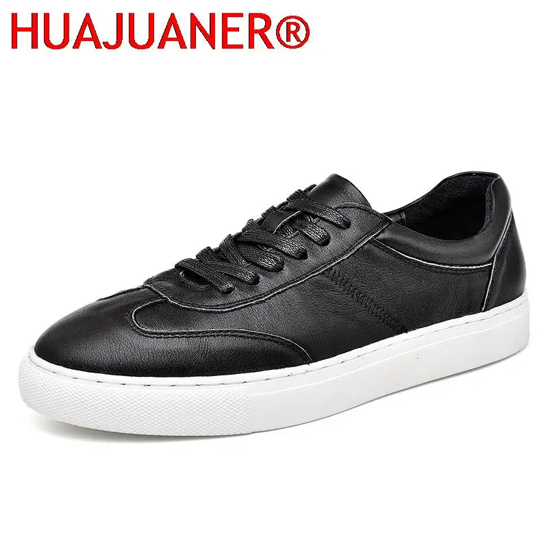 

Men's Genuine Leather Shoess Lace Up Trend White Sneakers Men Comfortable Outdoor Men Shoes Fashion Man Flats Luxury Moccasins