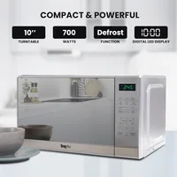 Compact countertop microwave, 0.7 cubic foot capacity, digital touch screen, one-touch button start, 6 preset cooking modes 2