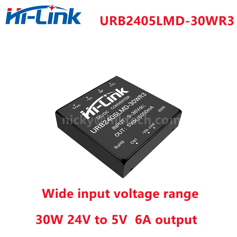 Hi-Link 30W DCDC 24V to 3.3/5/12/15/24V Output Isolated Step Down Converter URA2415LMD-30WR3 Switching Power Supply Module
