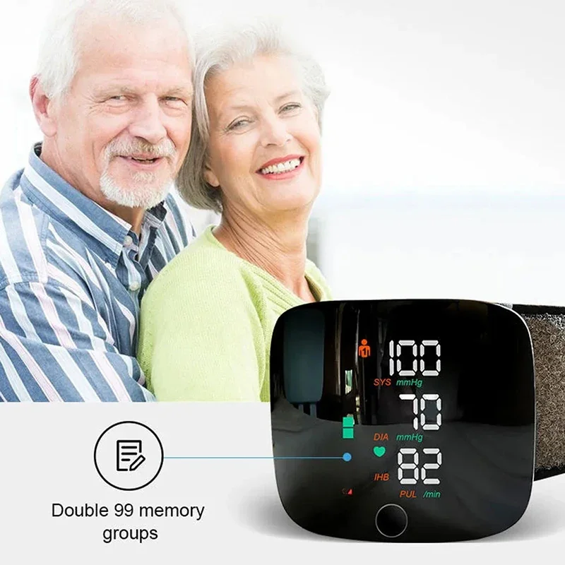 Rechargeable Medical Automatic Blood Pressure Monitor Digital Wrist BP PR Pulse Meter Tonometer