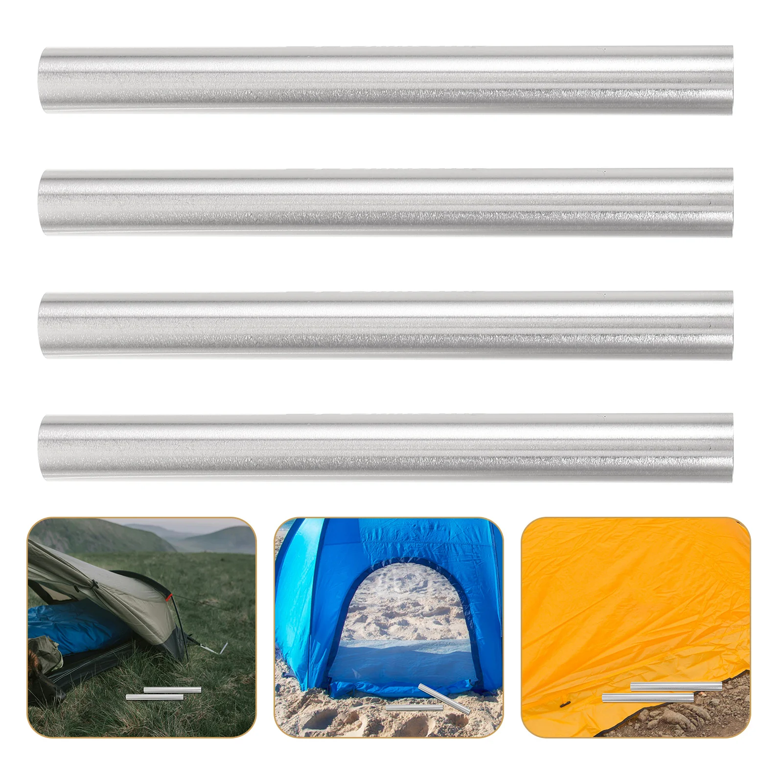 4 Pcs Tent Pole Repair Stick Repairing Part Kit Tubes Accessories Replacement Fixing Aluminum Alloy