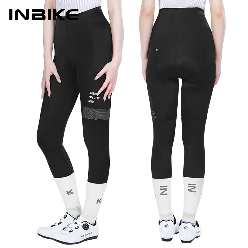 INBIKE pantaloni da bicicletta da donna imbottiti a vita alta
