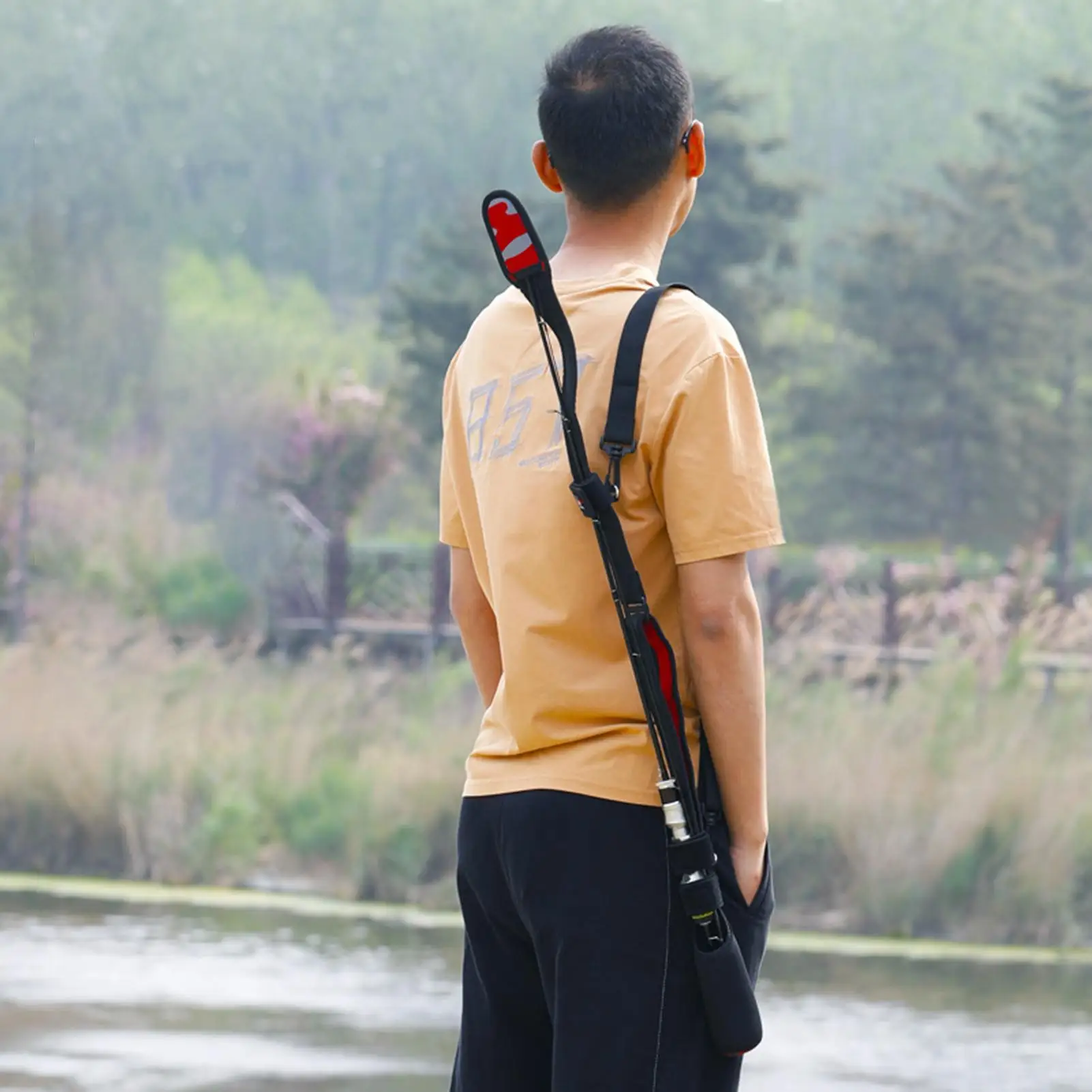 Fishing Rod Holder Strap Fishing Rod Wrap Pole Belts Sling Shoulder Belt Adjustable Wear Resistant Portable Rod Sling Band