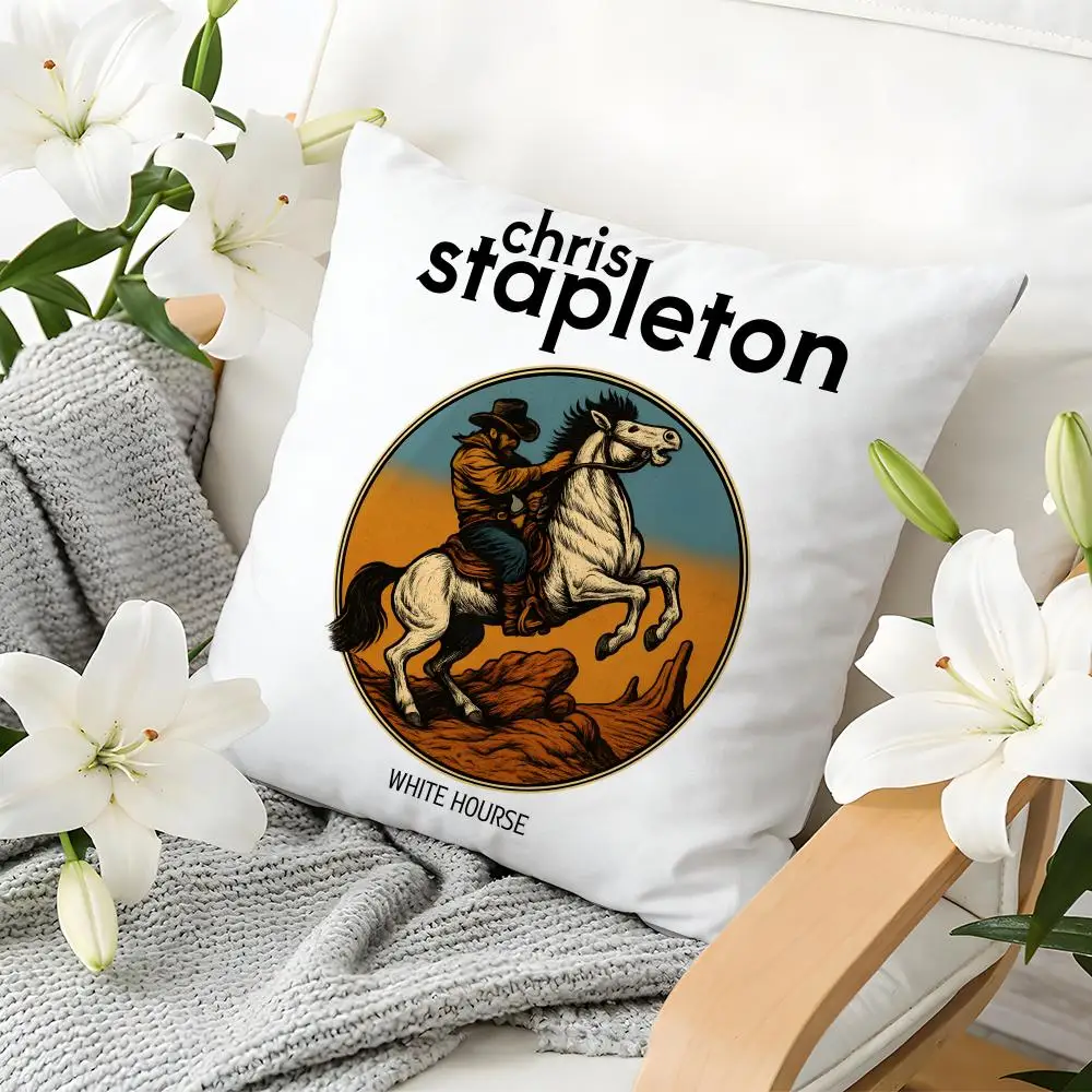 C-Chris Stapleton 음악 앨범 쿠션 커버 리넨 피부 친화적인 부드러운 장식 케이스 소파 홈 장식 베개 커버