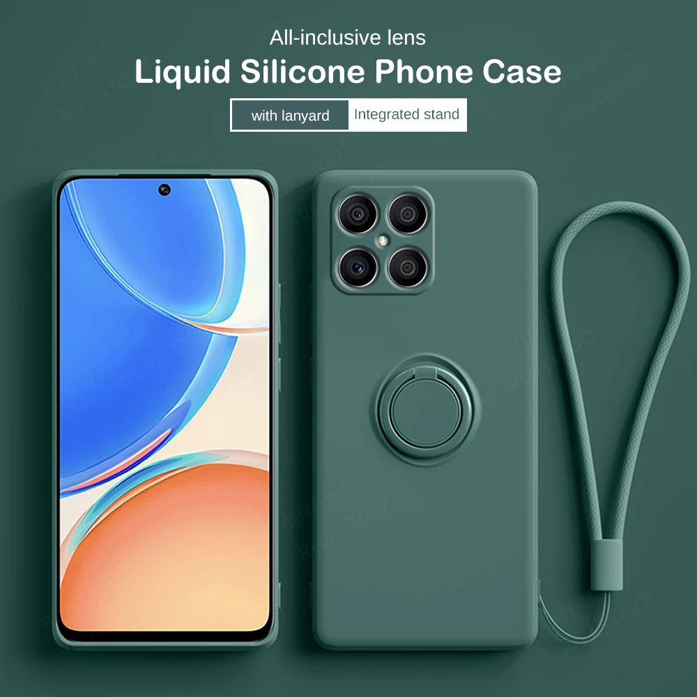 Liquid Soft Silicon Car Magnetic Holder Phone Cover For Honor X8 Honor8X Honar Xonor X 8 8X Case Camera Protector Coques 6.7Inch