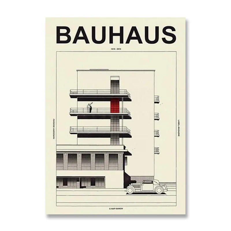 Black and White Modernism Canvas Print - Vintage Minimalist Bauhaus Wall Art