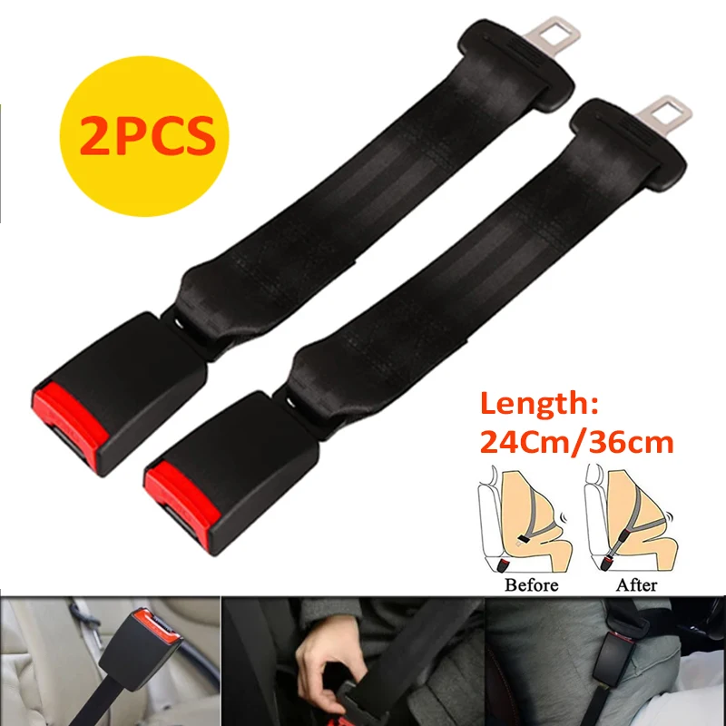 Universal Car Auto Seat Belt Buckle Clip Extender Extension Lock Safety Alarm Stopper Kit 2pcs 23cm/36cm-Black Plug Accessories seat belt extender seat belt clip seat belt stopper