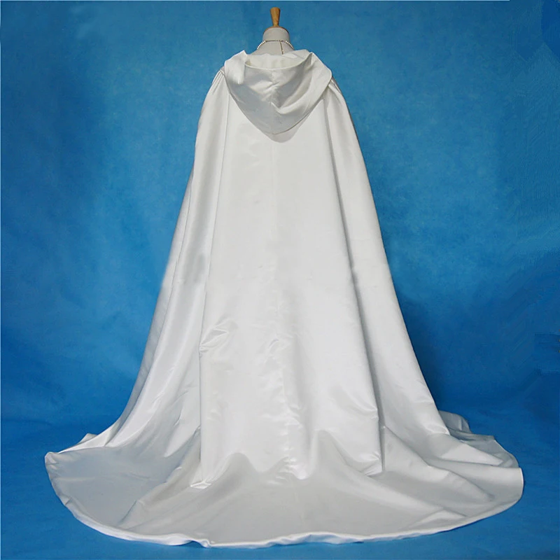 Long Wedding Cape Bridal Cloak Satin Hooded Cape Shawl Coat Costume Cosplay Party Wrap Custom Made Colour