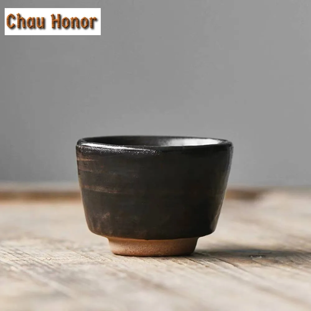 2pc/set Japanese Rough Pottery Ceramic Teacup Hand Clumsy Horse-hoof Cup Creative Stoneware Master Cup Tea Bowl Kung Fu Teaset