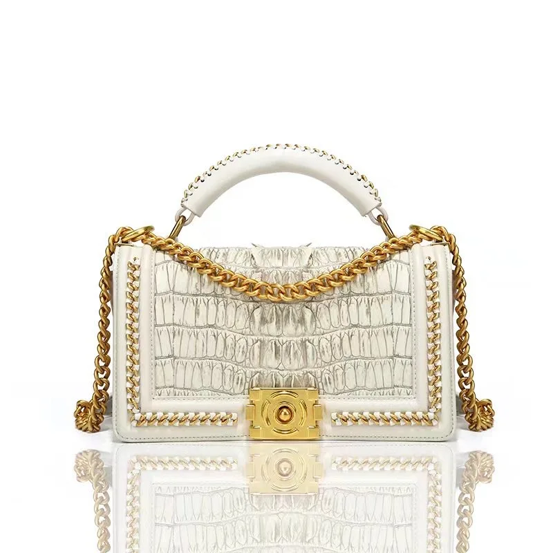 Bag Single Women's High-End Handbags Shoulder Snake Patterned Cowhide Y2k Chain Crossbody High-Grade Clutche Party Versatile