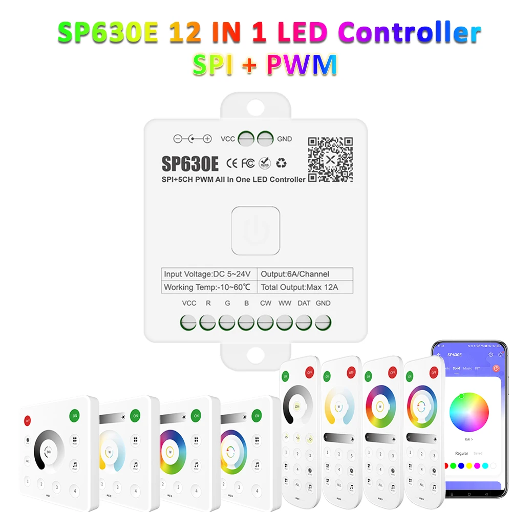5V-24V SP630E BT LEDコントローラ 5CH SMD5050 Amazon.co.jp: BTF
