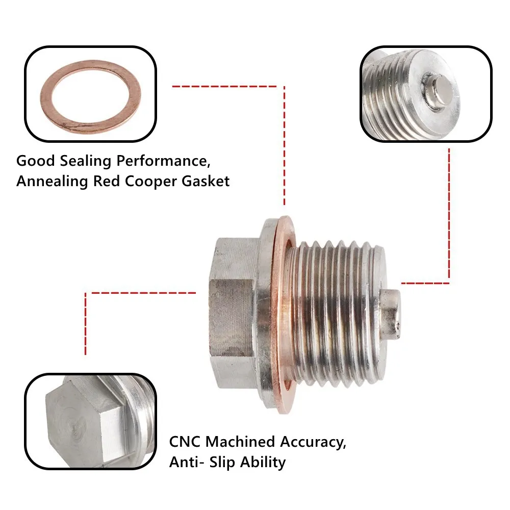 Stainless Steel Magnetic Oil Drain Plug M12x1.25 M12x1.5 M12x1.75 M14x1.5 M16x1.5 M18x1.5 Oil Drain Sump Nuts Silver Bolt oil drain plug