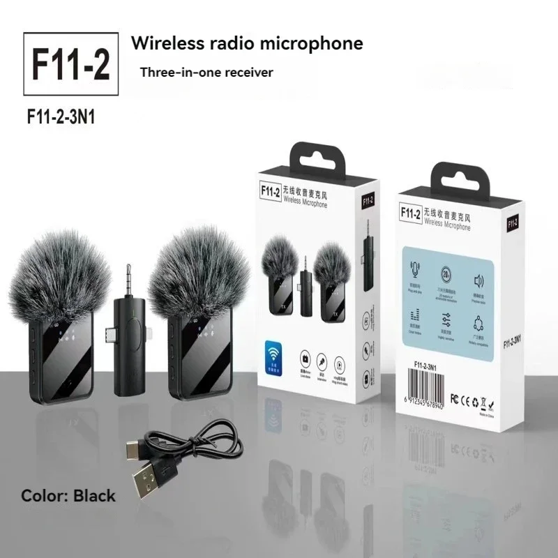 3in1 Wireless Lavalier Microphone for Camera,iPhone,Android,Microphone for Video Recording Recording Podcast Noise Reduction mic