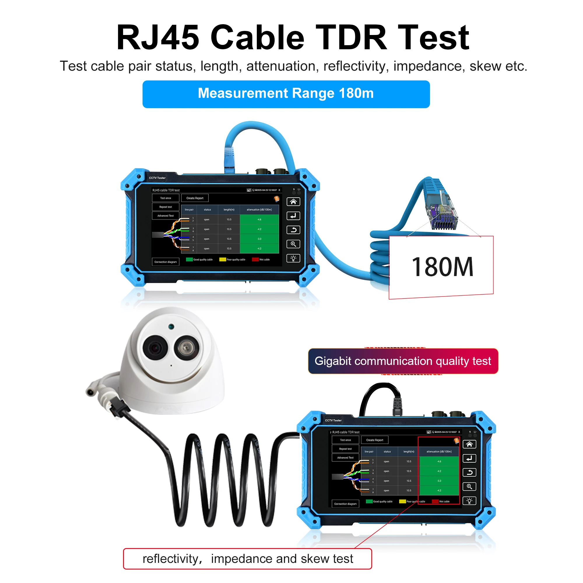 Tester per telecamera IP 8K IPC-5200C Plus aggiornato 8MP AHD TVI CVI SDI Tester per telecamera IP analogica Tester per telecamera CCTV con ingresso VGA HD - immagine 5