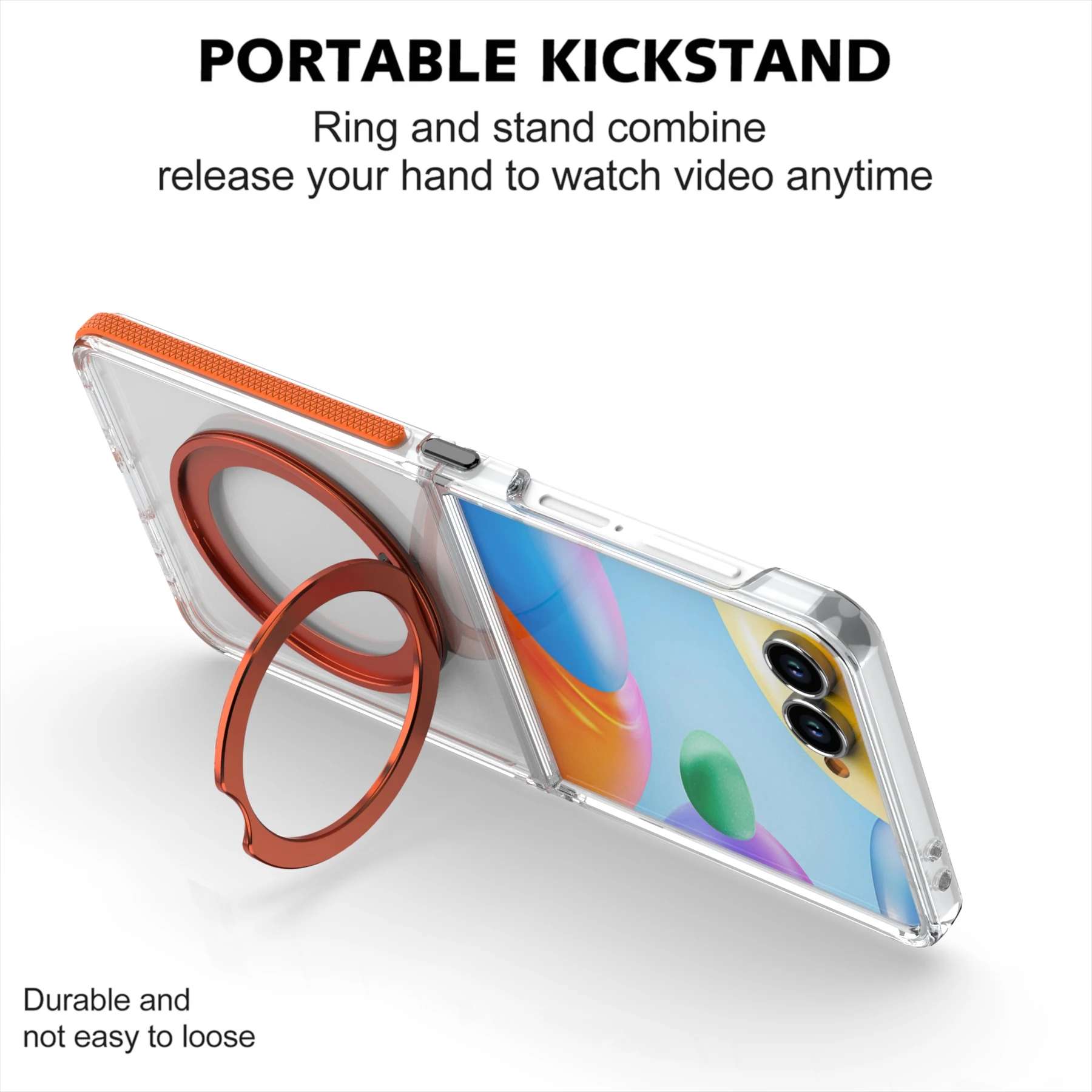 360 Degree Rotatable Ring Kickstand Transparent Shockproof Case