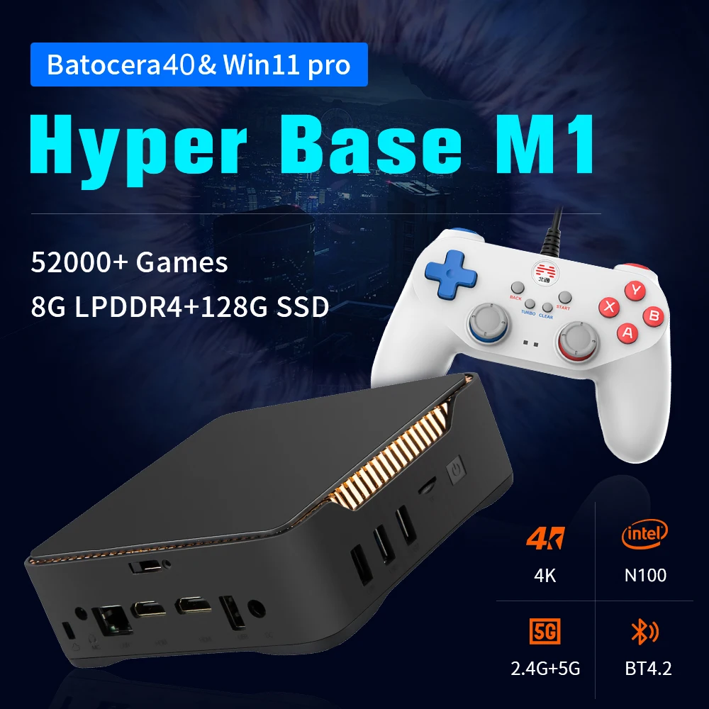 Consola de videojuegos Retro WIN 11 Pro y Batocera OS N100 MINI PC