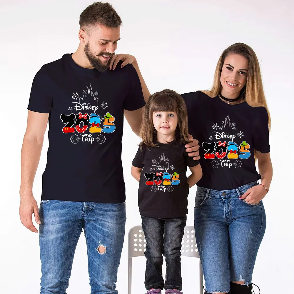 2025 Disney Trip Mickey Minnie Mouse Family Matching Shirts Cotton Dad Mom Bro Sis Kids T Shirt Baby Rompers Matching Clothes 6