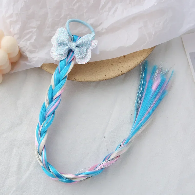Cute Cartoon Children Colorful Rainbow Shells Wig Braids Hair Rope Princess Headdress Twisted Headwear for Kids Hair Accessories