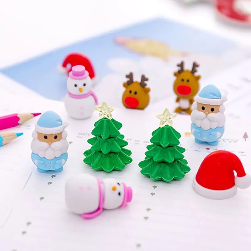 12x Christmas Erasers Santa Claus Christmas Tree Holiday Erasers Desk Pets  Pencil Erasers Fun Snowman Erasers Snowflake Y98A - AliExpress