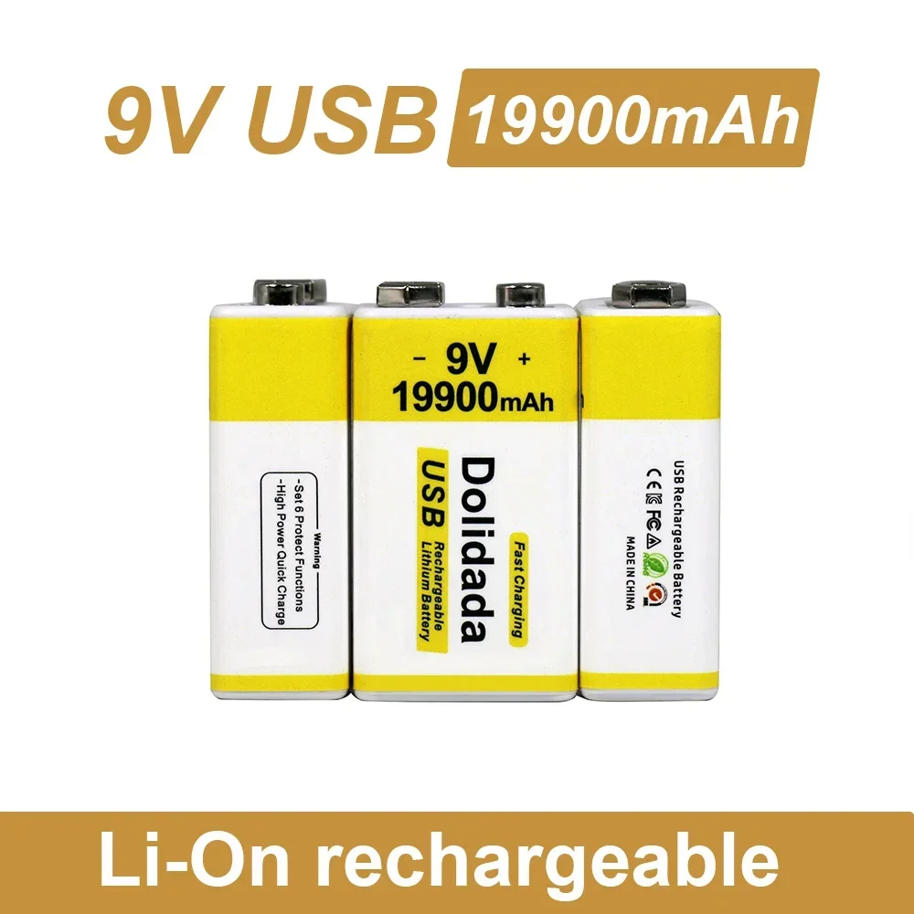 

100% New Original 9V 19900mAh+USB Fast Charging Line LI-ION Rechargeable Battery for Electric Fan Flashlight+Free Shipping